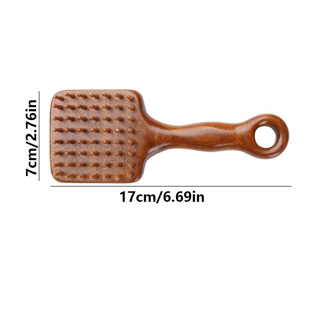 Long Handle Sandalwood Head Massage Comb Wide Tooth Meridian Hair Brush  Travel Use