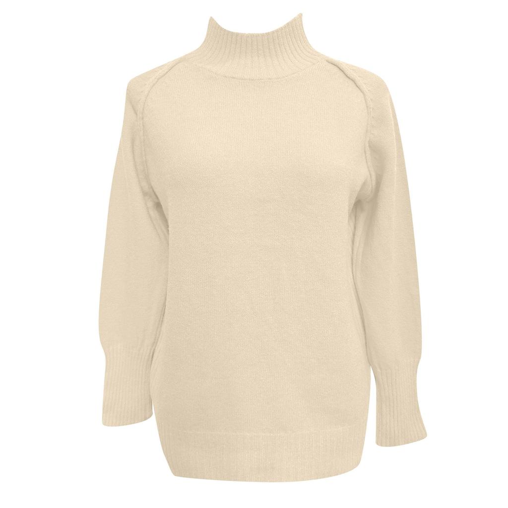 Damenmode Stehkragen Einfarbig Strickpullover Top Pullover Lässiger Pullover