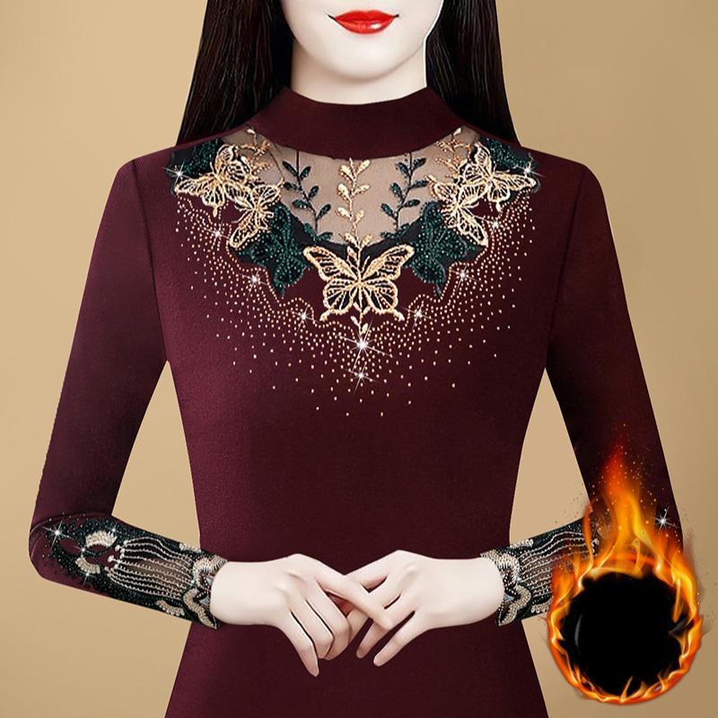 

Весенняя новая тонкая и универсальная полувысокая горловина модная плюс бархатная бабочка горячая ромбовидная теплая базовая рубашка с длинными рукавами 4XL