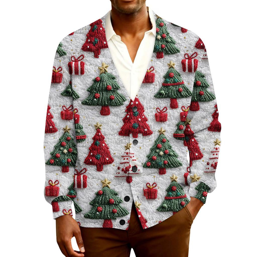 Ribbad långärmad kofta för män