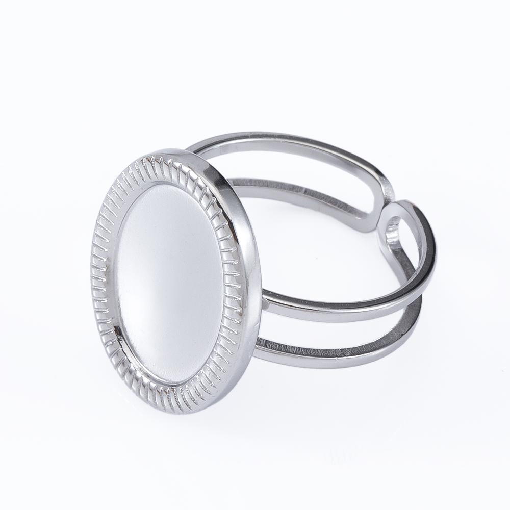 

New 2pcs Retro Stainless Steel Adjustable Open Ring Settings Blank Base Bezel Cabochons Rings for DIY Jewelry Making Accessories 2pcs