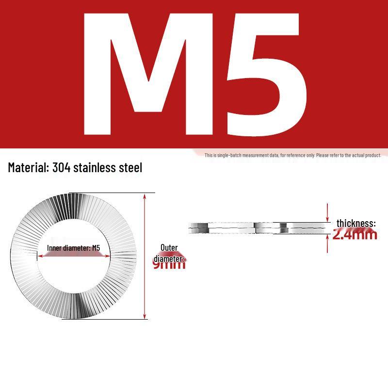 DIN25201 304 Stainless Steel Self-Locking Double Stack Washer, 65Mn Manganese Anti-Loosening, Double-Sided Tooth Layer.