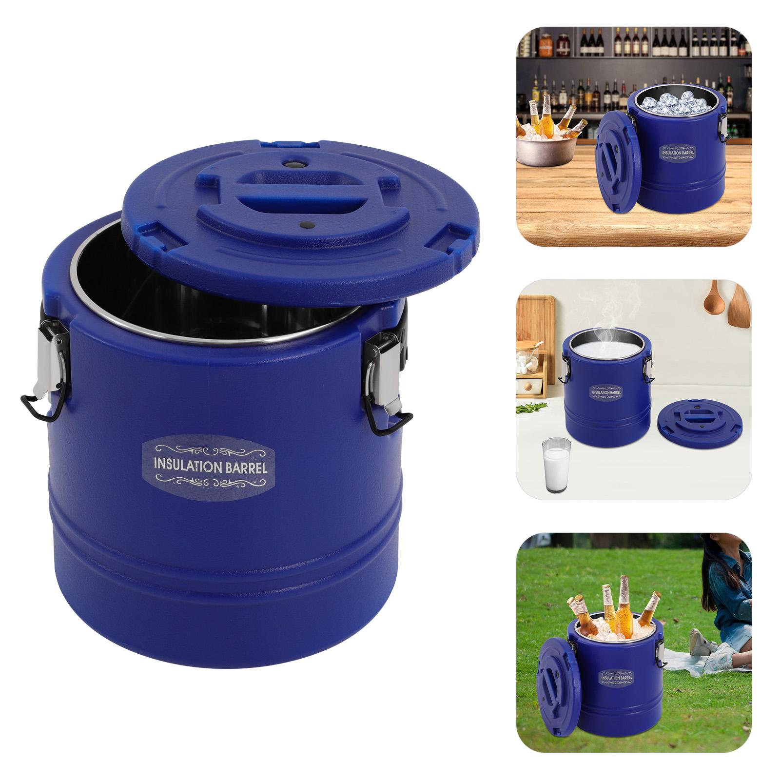 

Round Stainless Steel Insulated Bucket,30L/15L Red/Brown/Blue Commercial Insulated Bucket Countertop for Central Kitchens