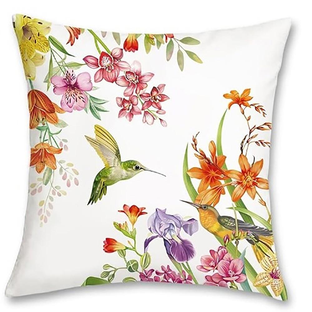 

Colorful Flowers and Hummingbirds PillowcaseSuitable for sofa car bedroom decorative cushion cover pillow cover 16x16Inch