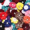 10pcs Colorful Fabric Flower 3.5cm Rhinestone Flower Core Pearl Hemp Flower Applique For DIY Clothing Sewing Headwear Decoration
