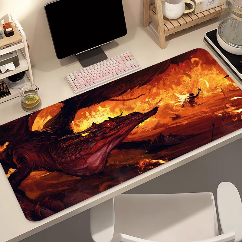 Gaming Extended Mouse Pad Gamer PC Computer Rubber Keyboard Pad Dragon Pattern Desk Mat Offices Laptop Interior Accessories Rug