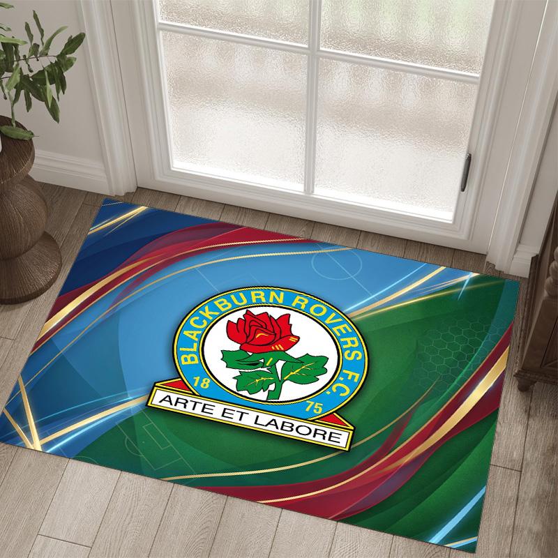 Blackburn Rovers Football Design Crystal Velvet Carpet Cozy Non?Slip Printed Rug For Bedroom Living Room Entrance