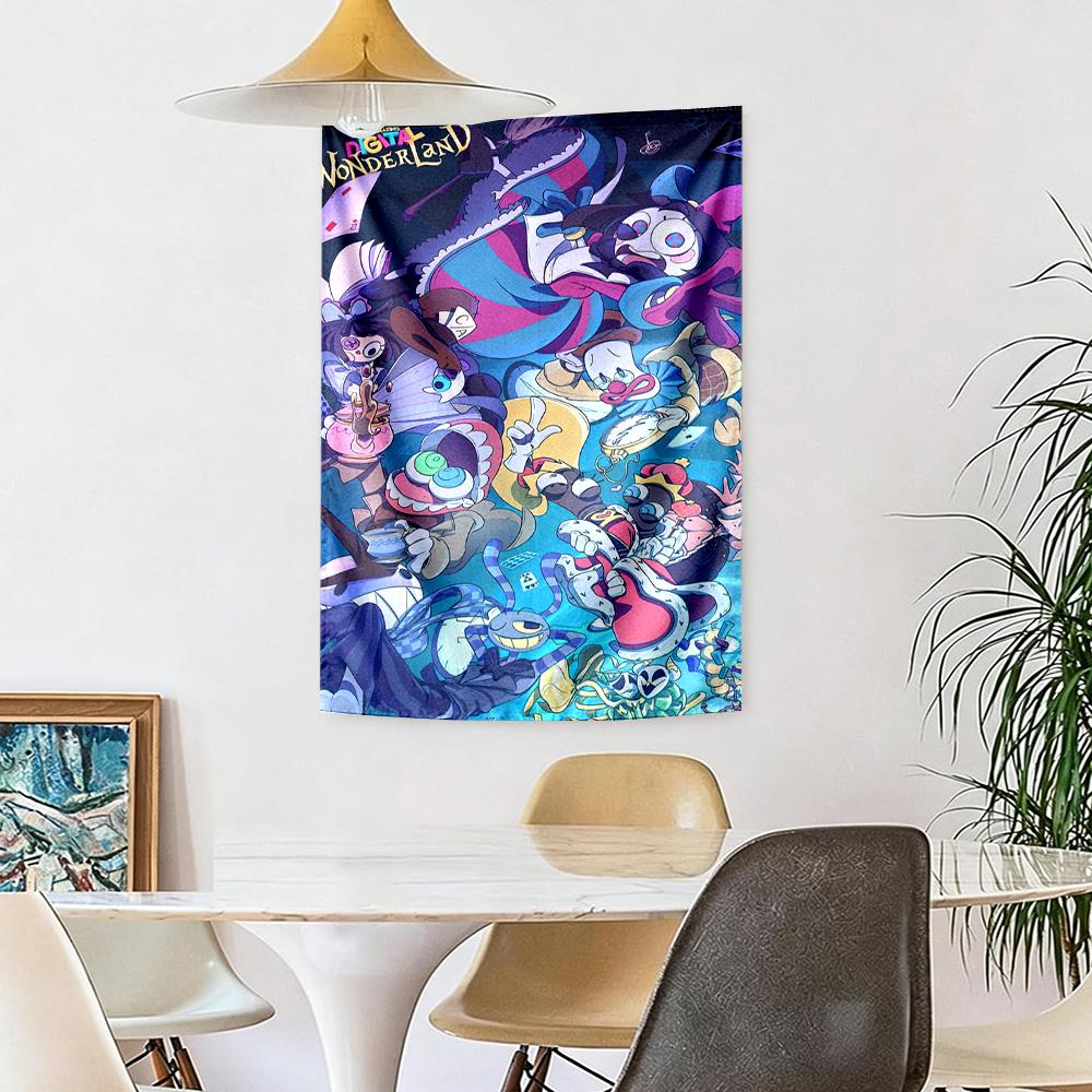 Digital Circus Wall Decor Tapestry Art For Pet Memorial Birthdaywedding Party Backdrop Family Gift