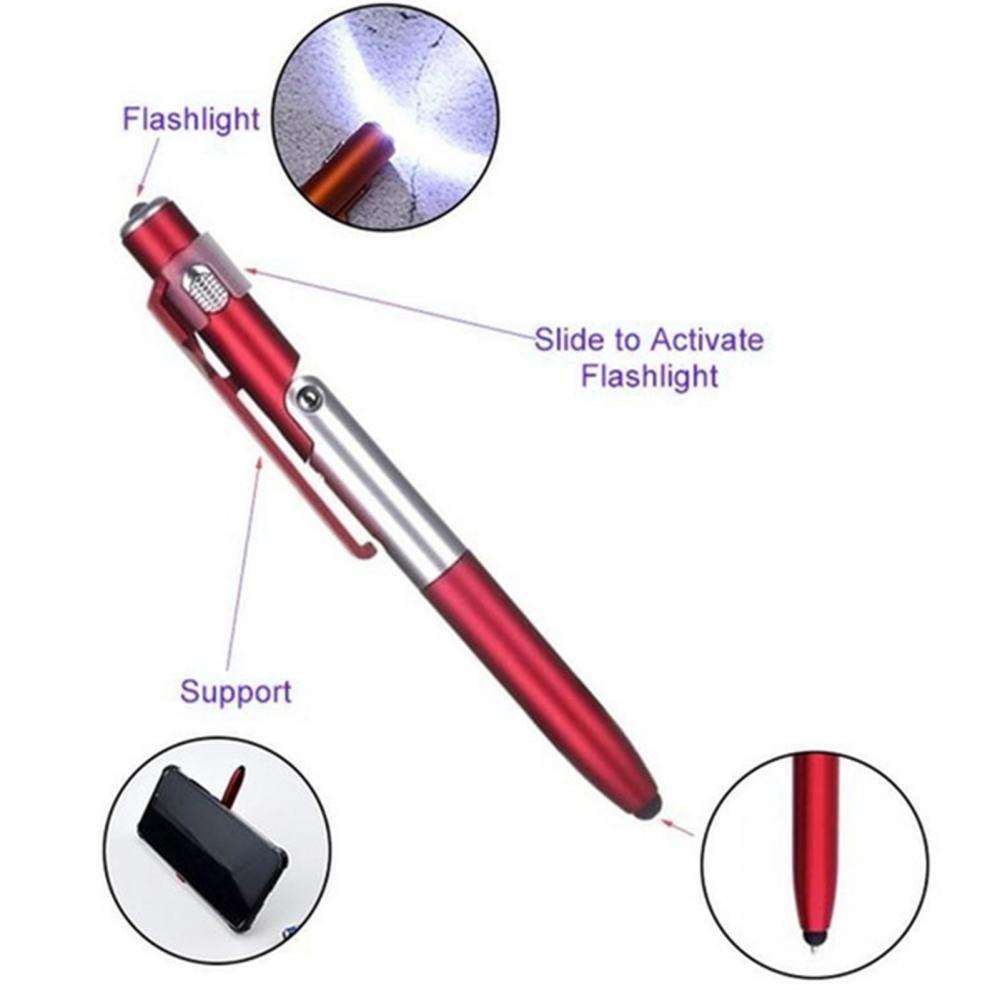 School Students Stationery Writing Pen Stylus Pen Ballpoint Pen with LED Light Cellphone Holder