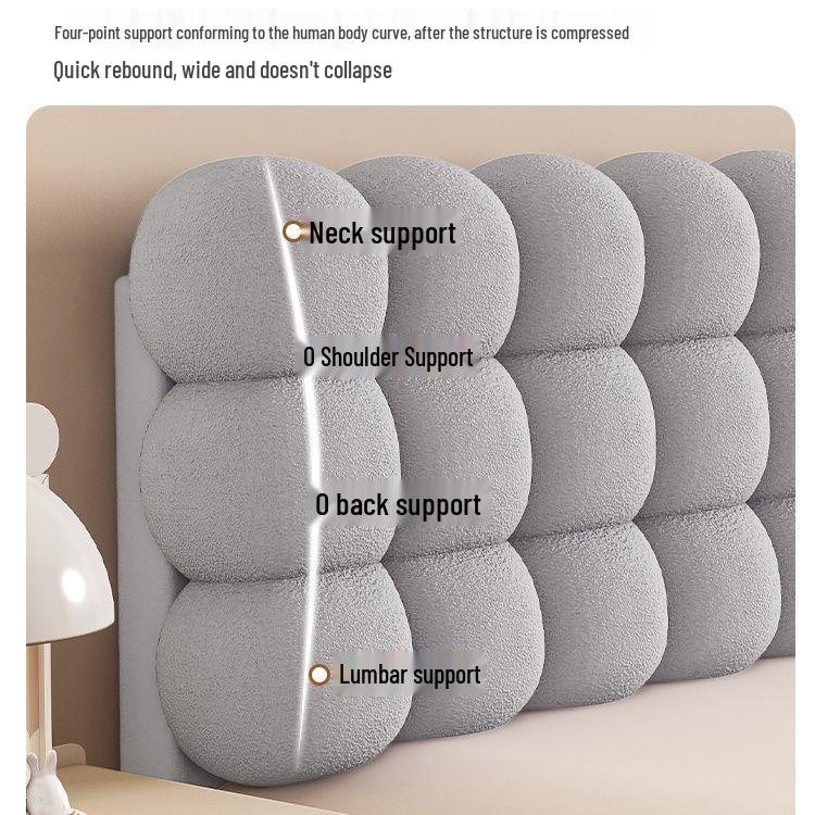Creamy Snowball Tatami Bed Backrest Cushion: Thickened Teddy Fleece Upholstery 2024