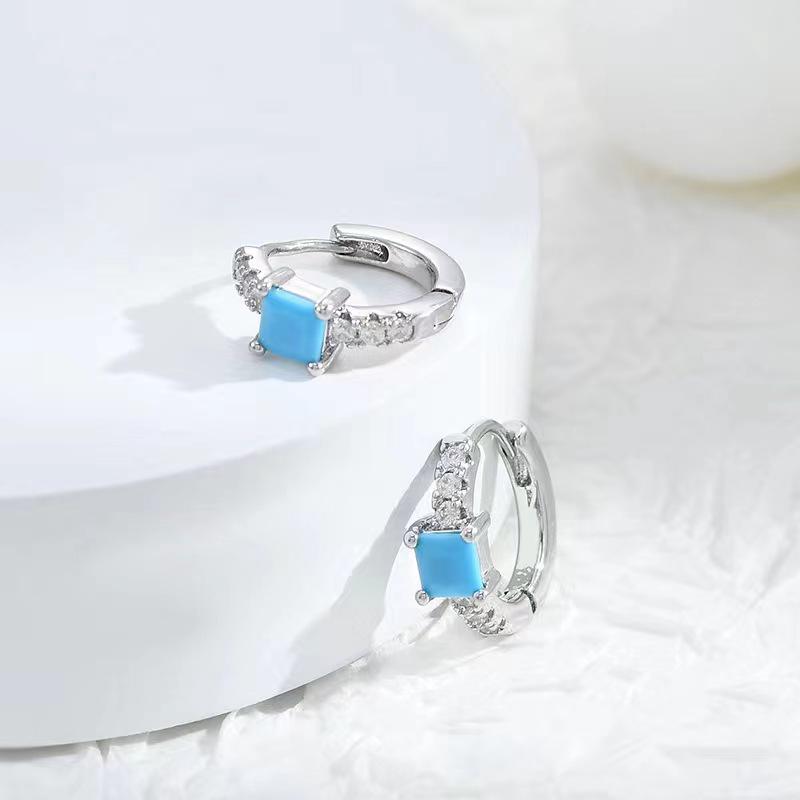 Elegante mehrfarbige Zirkon-besetzte Zuckerwürfel-Ohrringe für Damen