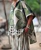 2025 European & American Women's Geometric Print Lapel Casual Set