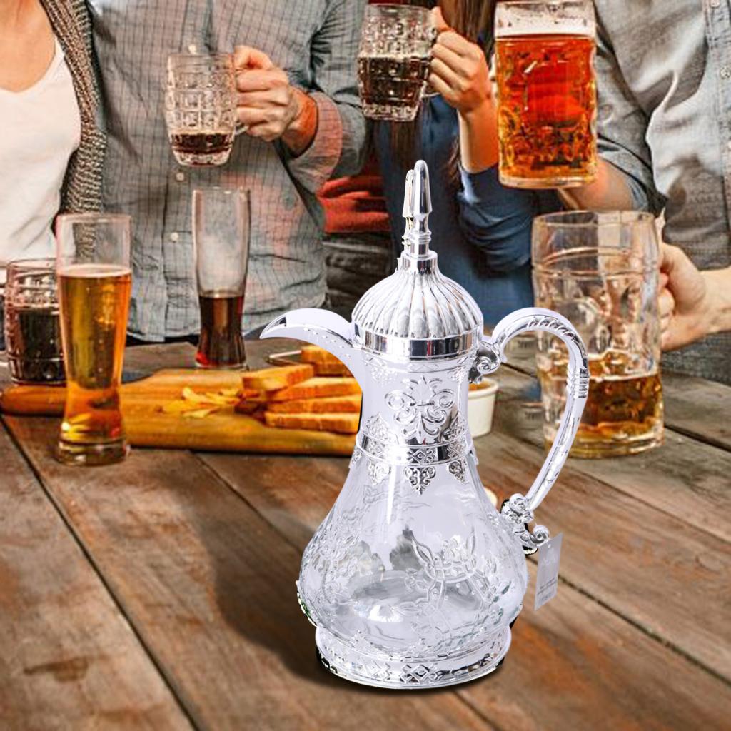 Arabische Kaffeekanne Heiß Kaltwasserflasche Glas Kaffeekessel Zuhause Arabische Teekanne für Camping Reise Küche Festival Eid Mubarak
