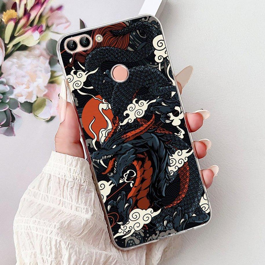 For Huawei P Smart Case FIG-LX1 FIG-LX2 FIG-LX3 Cover Luxury Dragon Lion Soft Silicone Phone Cases For Huawei Psmart 2018 Bumper