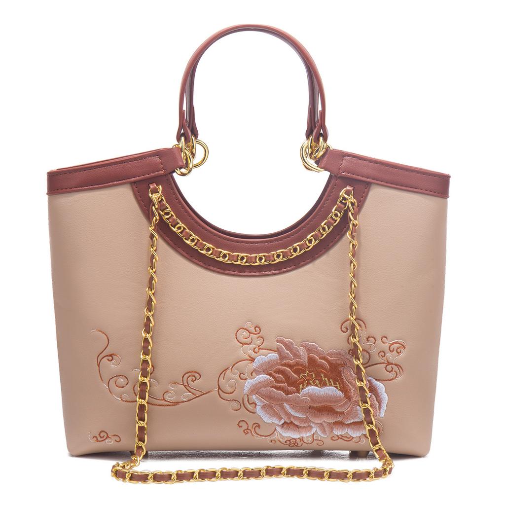 Mother'S Day Gift Embroidery New Chinese-Style Large-Capacity Portable Lady'S Mother Bag Atmospheric High-End Messenger Women'S Bag