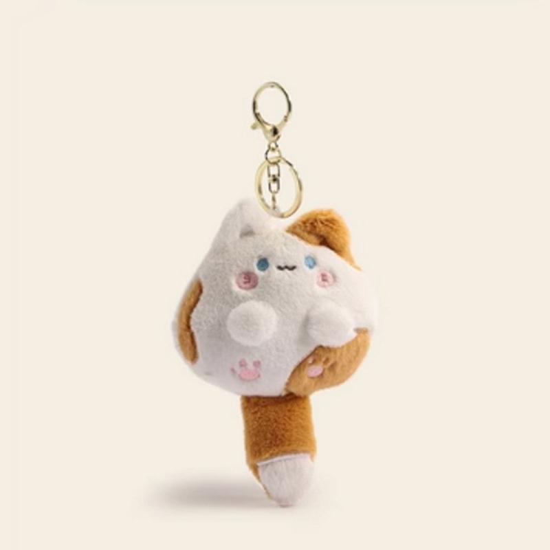 Lightweight Squeaking Cat Pendant Portable Animal Keychain Stuffed Doll Charm Keyring Gift for Students and Adults