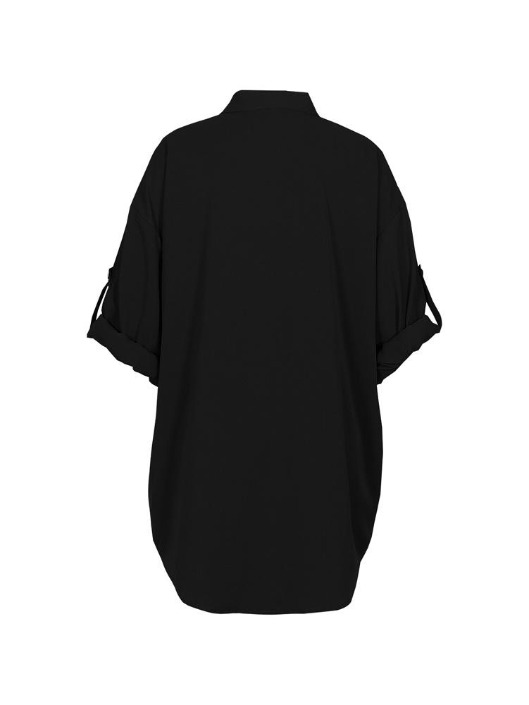 Cotton & Linen Row Button Plus Size Women's Mid-Length Short-Sleeve Loose Shirt