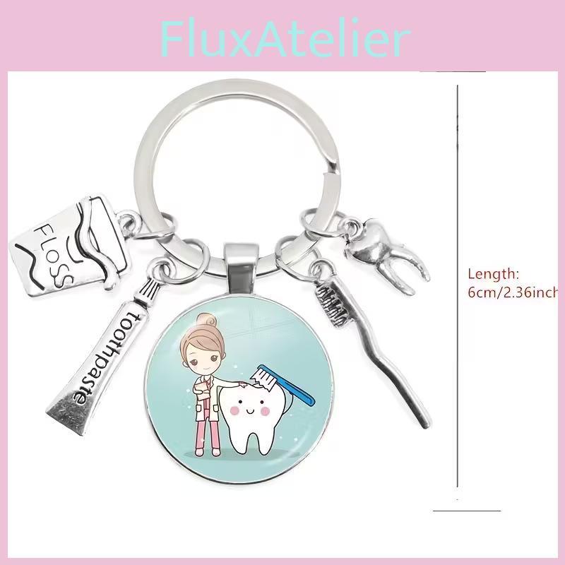 Dental Care Nurse Keychain With Medical Syringe And Stethoscope For Gift And Celebration
