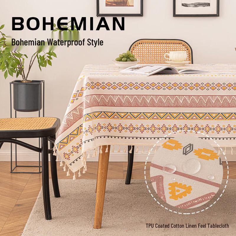 

Bohemian Easy-Care Waterproof Tassel Tablecloth