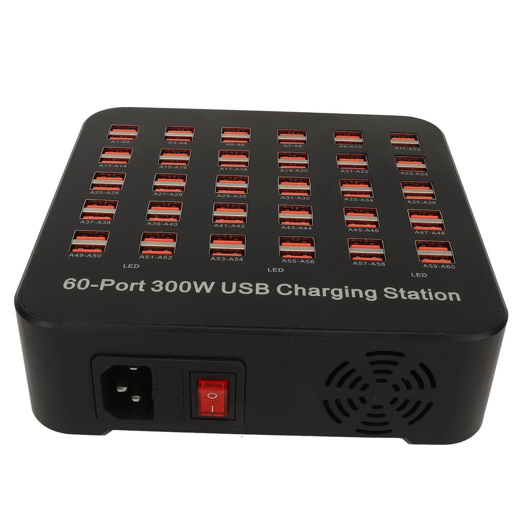 USB Charging Station 60 Ports 300W Fast Charging USB Charger Dock for Phone Tablet
