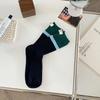 Fashionable and versatile Contrast colored socks women's high top pile up socks Korean version of spring/summer cotton socks