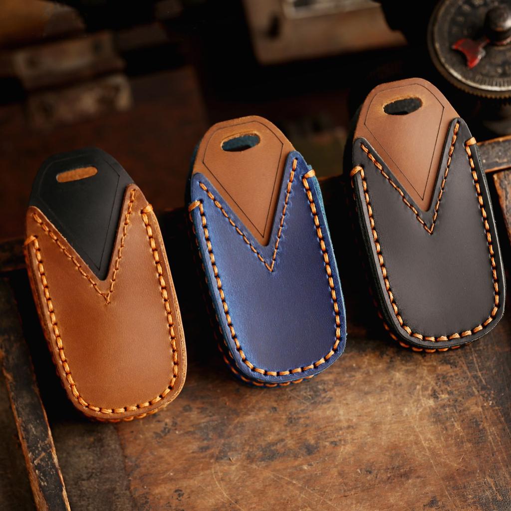 Leather Car Fob Key Cover Shell Holder for Ford Transit Custom Territory EcoBoost 2017-2021 Protector Case Keychain Accessories