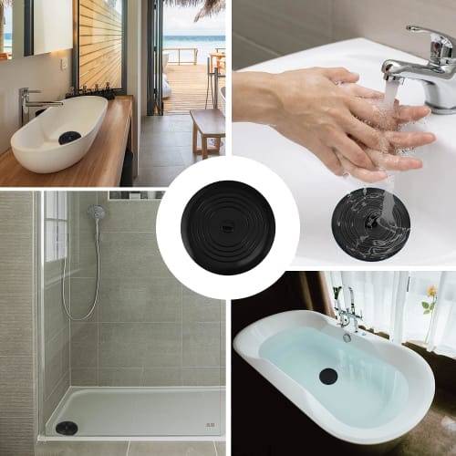 HUAZONTOM Sink Drain Lid, 15cm, for Soaking, Oxygen Soaking, Bleach, Sink Cleaning, Deodorizing, Sink, Bathroom, Kitchen, Bath, Tub, Black