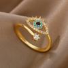Gold Color Turkish Evil Eye Ring for Women Stainless Steel Luxury Wedding Couple Jewelry Trendy Anillos Mujer