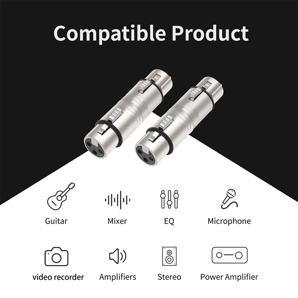 XLR Female To Female Adapter XLR Female To Female 3 Pin Connector Audio Microphone Adapter Connector for Microphone Stereo Mixer