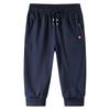 Pure Cotton Men's Summer New Casual Pants Men's Shorts Men's Solid Color Men's Sports Elastic Youth Cropped Pants