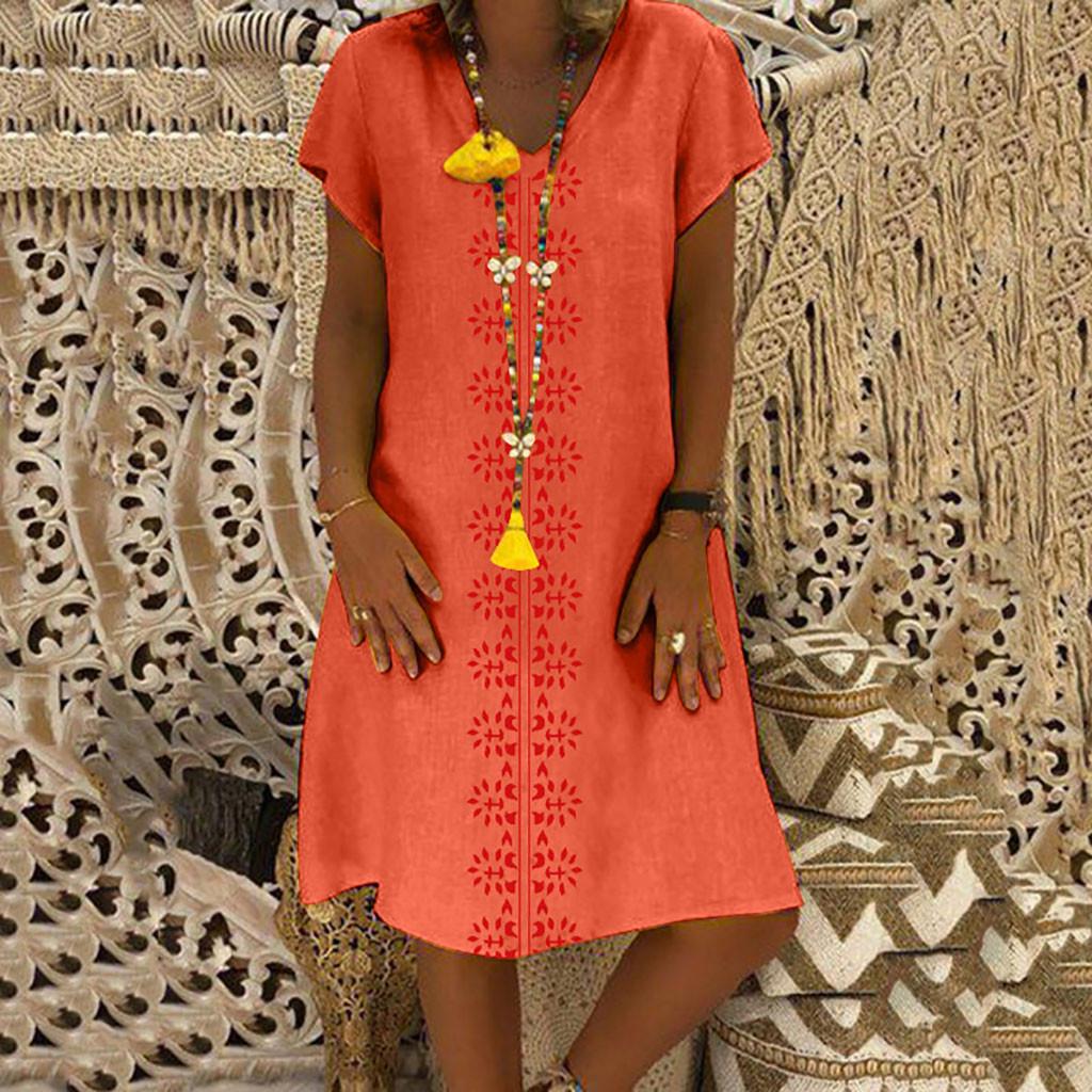 Linen Casual Ladies Dress Style 