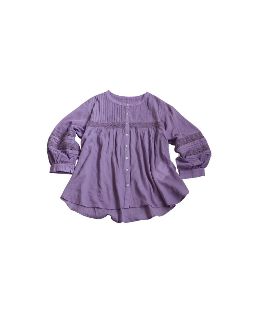 Antiqua Embroidered Long Sleeve Indian One Size Purple Women's Blouse, Cotton, IYA-00076, 23,