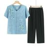 Summer Two-Piece Set for Middle-Aged and Elderly Women: Short-Sleeved T-shirt and Top.