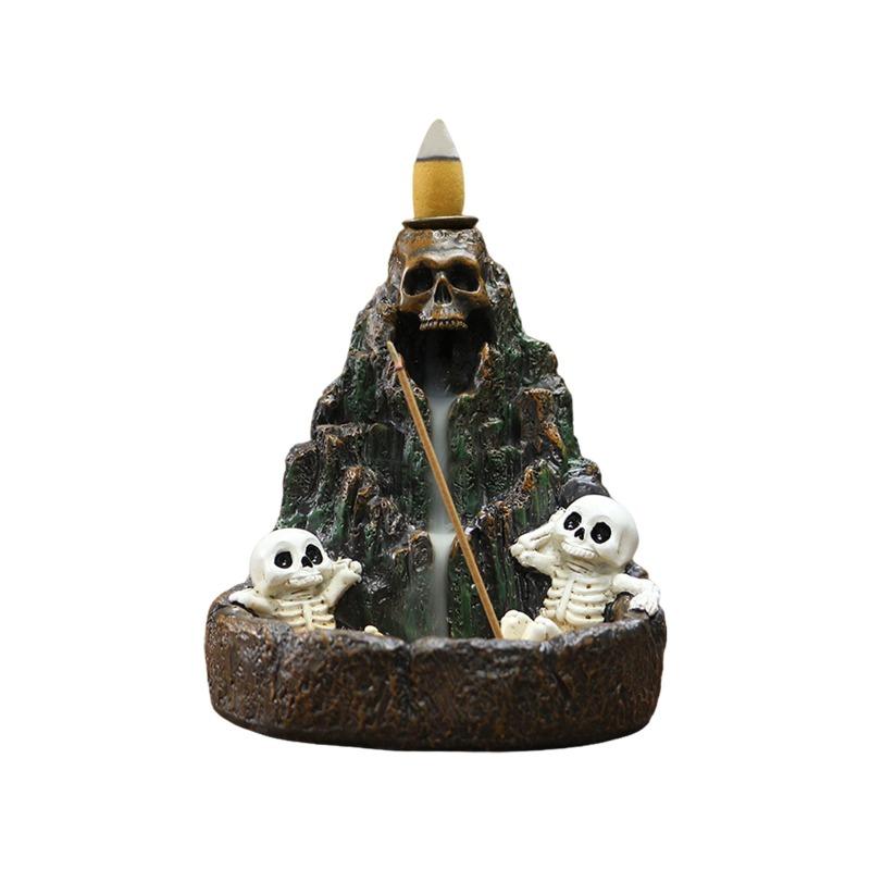Skeleton Rockery Reflow Incense Decoration, Ghost Festival Home Living Room Bedroom Incense Decoration Resin Handicrafts