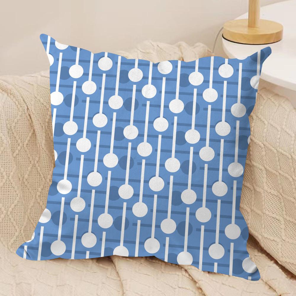 Blue and White Geometric Cushion Cover Soft Plush DoubleSided Printed Sofa Pillow Cushion Cover  Cozy AllSeason Decor Gift