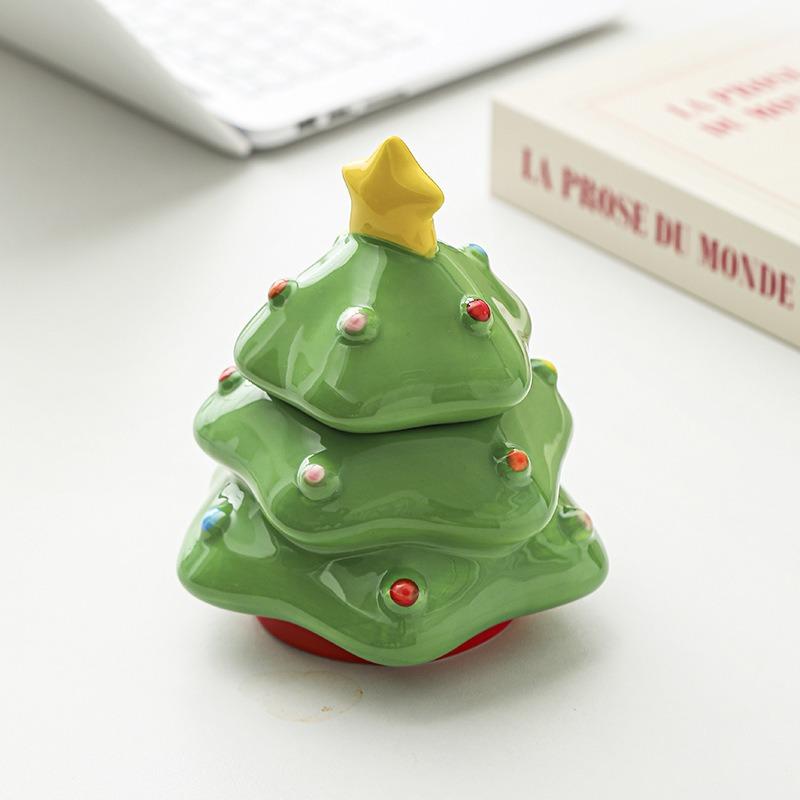 Creative Ceramic Christmas Tree Storage Jar Cute Candy Jar & Decorative Jewelry Organizer for Home Decor Perfect Birthday Gift