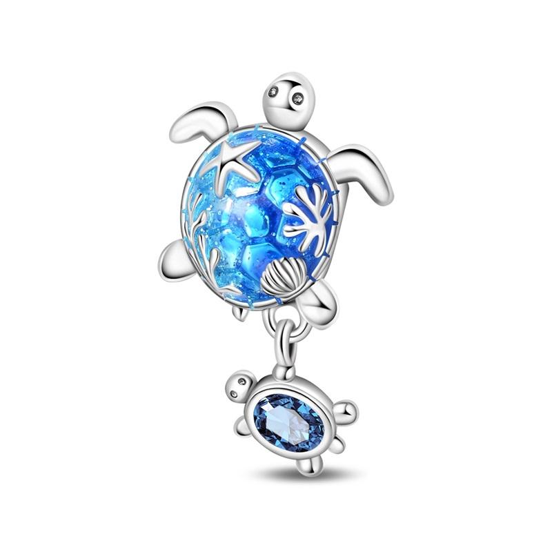 925 Silver Luminous Blue Ocean Series Octopus Starfish Charms Beads For Women Fit Bracelet DIY Jewelry Gifts