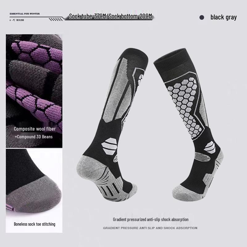 Unisex Cross-Border Style Wool Ski Socks: Long Tube, Warm, Anti-Slip, Anti-Pilling, Ideal for Skiing and Mountaineering