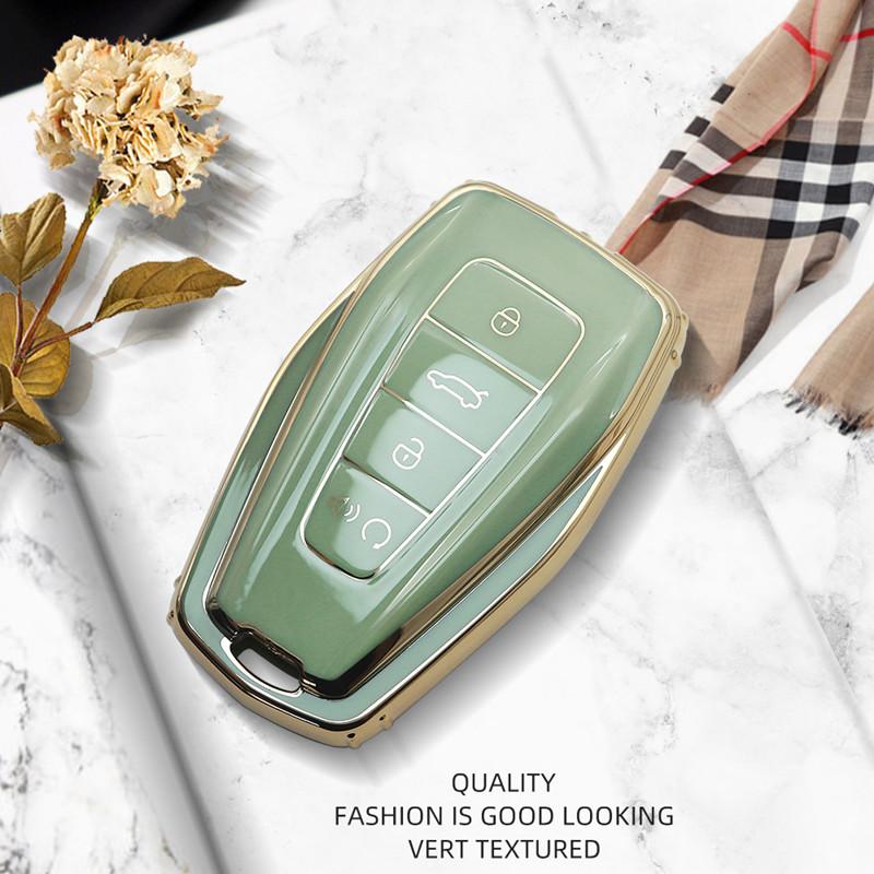 

Роскошный чехол для ключей с дистанционным управлением Golden Edge для Geely Emgrand X6 X7 EX7 Coolray Hawk GX7 Atlas Boyue SUV GT GC9 C Only Key Case