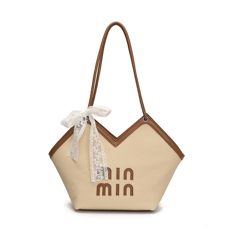 

Large capacity tote bag women s 2025 new fashion versatile contrasting color shoulder bag underarm bag casual class commuter bag хаки