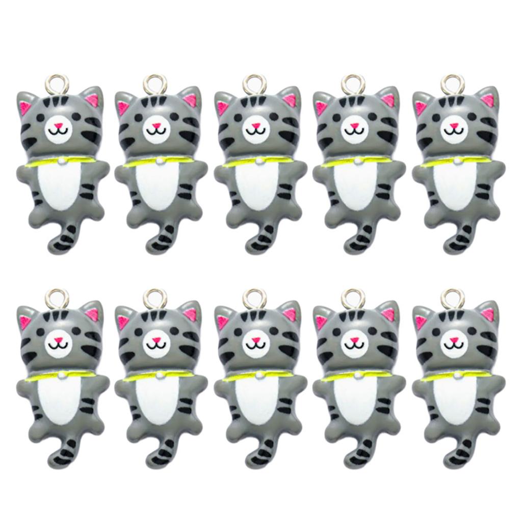 Handmade Resin Cat Figurine Set Captivating Cartoon Cat Pendant DIY Resin Cat Figurine with Customizable Colors