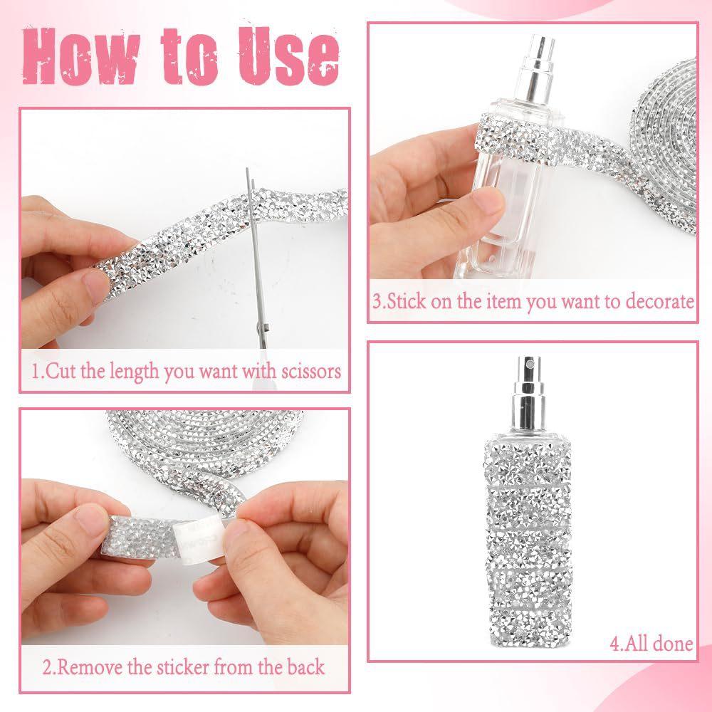 Selbstklebender Kristall Strass Aufkleber Diamantband DIY Aufkleber Strasssteine für Kunsthandwerk DIY Auto Handy Kleid Schuhe Deko