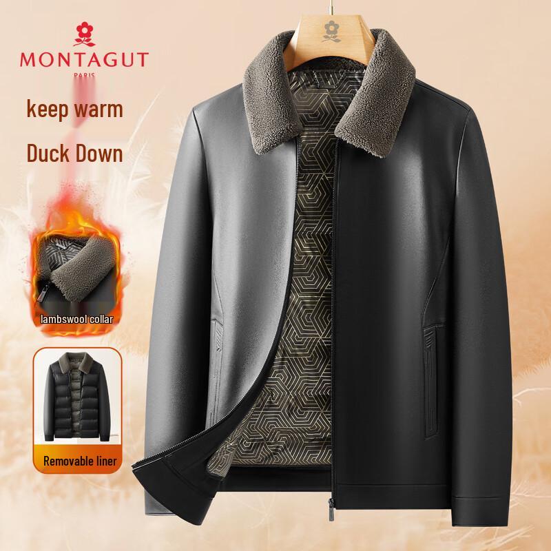 Мужская куртка MONTAGUT 3-в-1 со съемной пуховой подкладкой и кожаным воротником 52