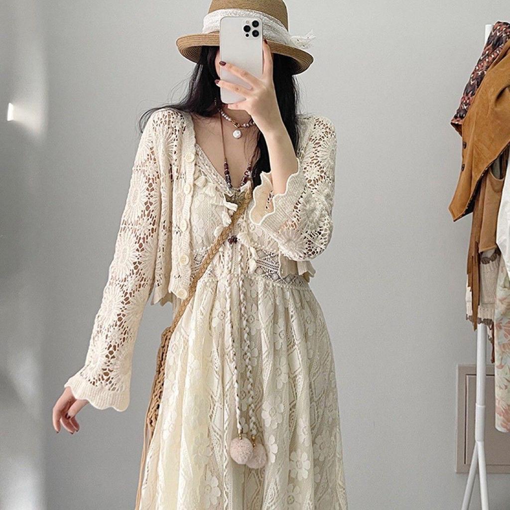 2026 Sweet and Fresh Bohemian Lace Tassel Maxi Dress