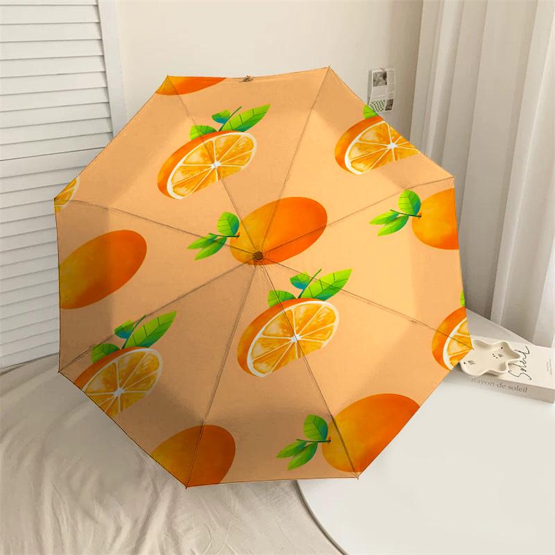 

1PC orange citrusUmbrella-8-Rib Reinforced, Automatic Open, Lightweight & Durable, Cute Fashion Accessory for Outdoor-P144