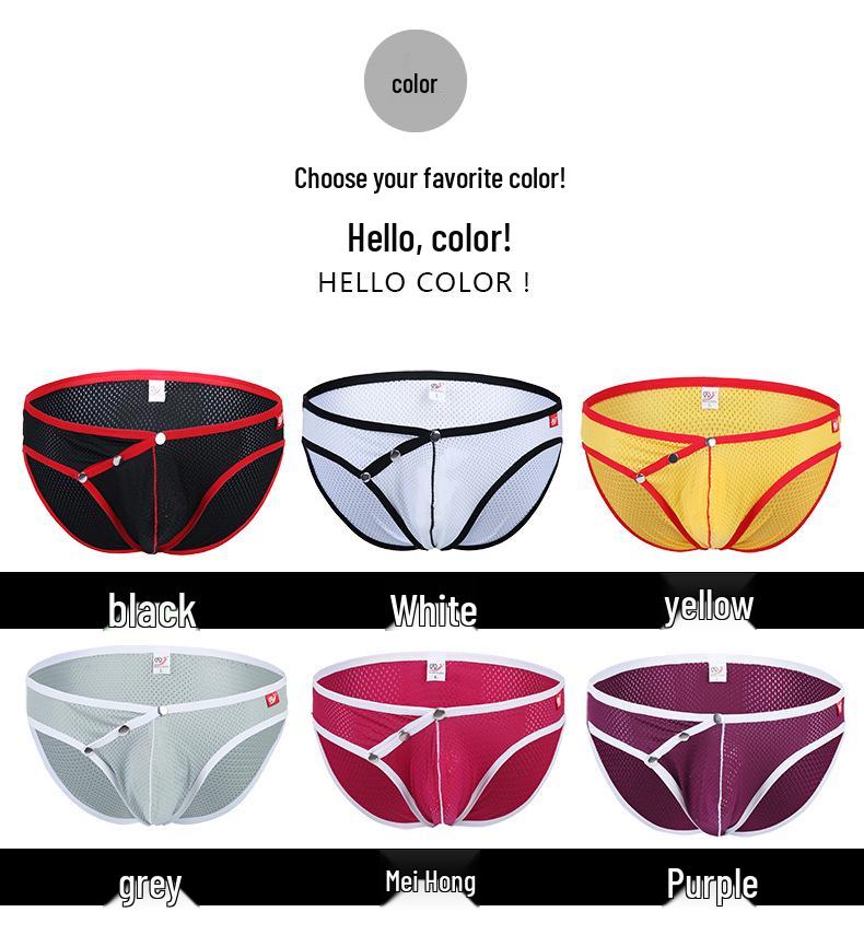 Breathable Mesh Low-Waist Detachable Men's Bikini Briefs - Sexy Fashionable Design