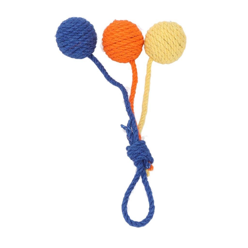 Hanging Cat Sisal Ball Chewable Colorful Interactive Cat Sisal Rope Ball Toy for Pet Indoor Red