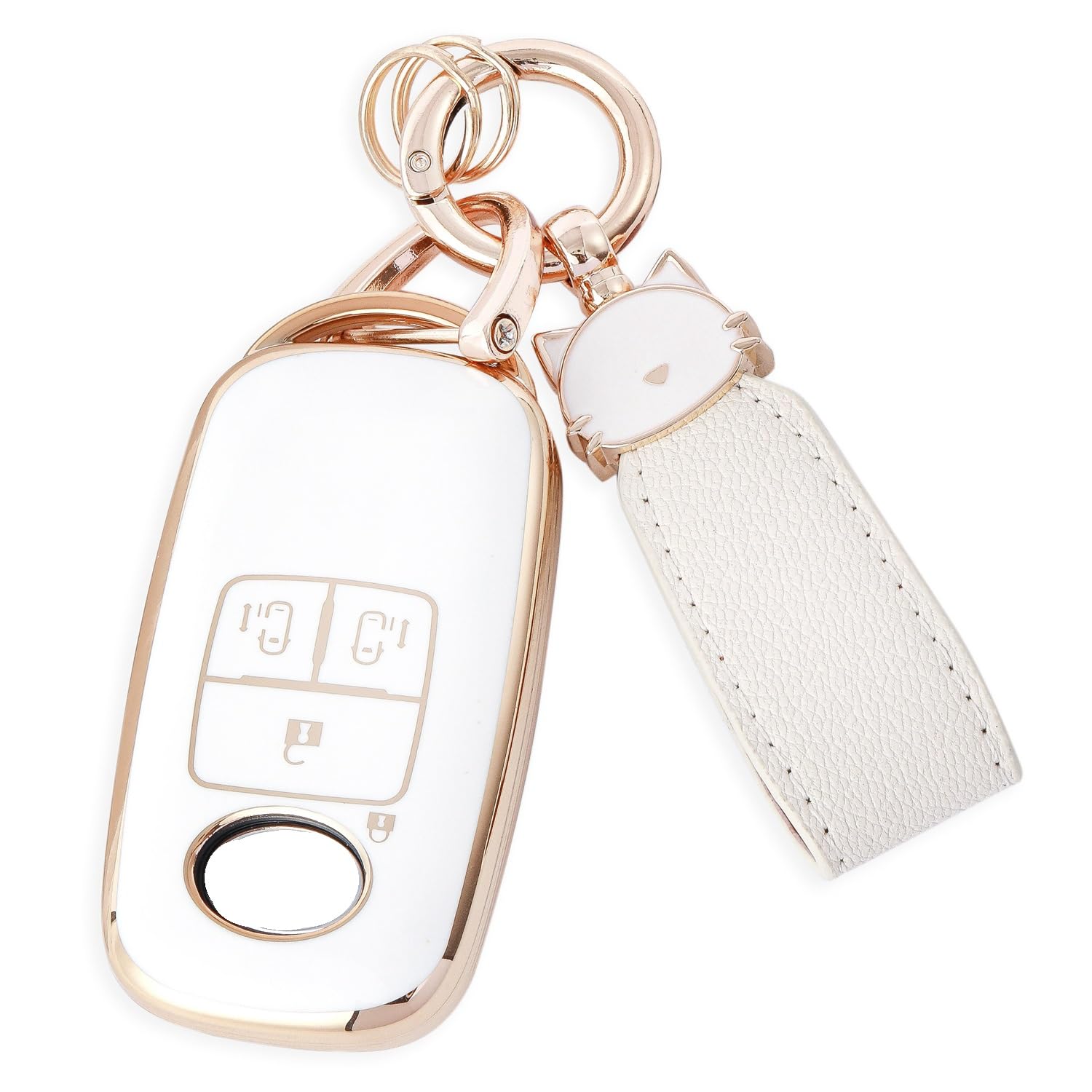 

ZANEKO Чехол для ключей Совместимый с Toyota Rise Roomy Чехол для ключа Совместимый с Daihatsu Rocky New Taft Tanto Custom Чехол для смарт-ключа Кот (4 кнопки, белые) белый