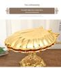 Elegant Tall-Legged Wrought Iron Fruit Bowl with Creative Shell Design for Home Decor In European Retro Style