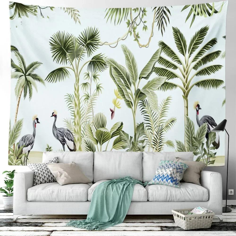 Room Decoration Bedroom Aesthetic Green Plant Flower Tapestry Tropical Plant Series Hanging Landscape Flower Indoor Tapestry